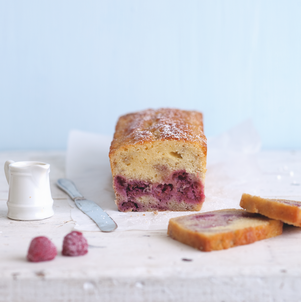 Cake marbré aux framboises 