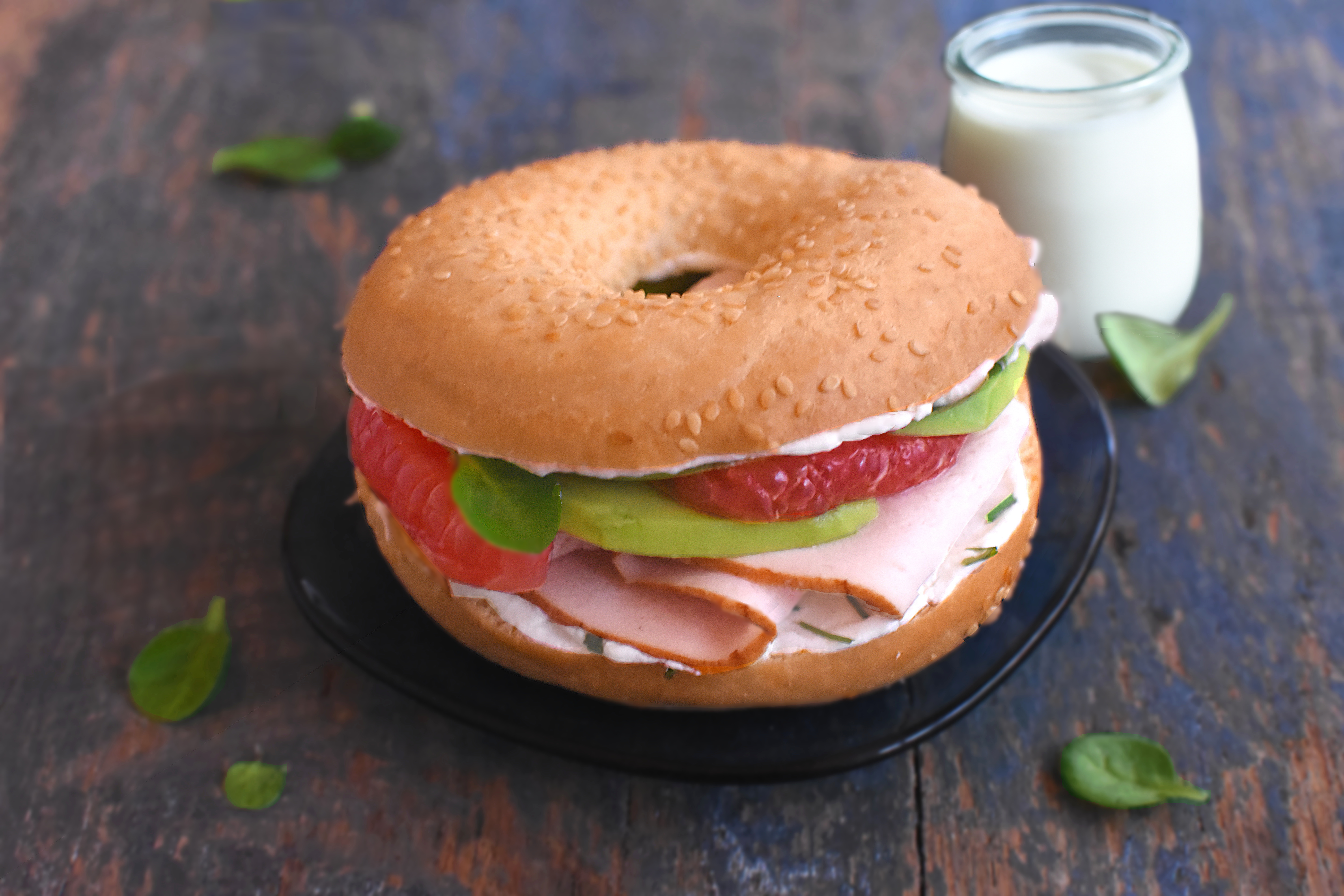 Bagel sucré salé sauce ciboulette au yaourt bio